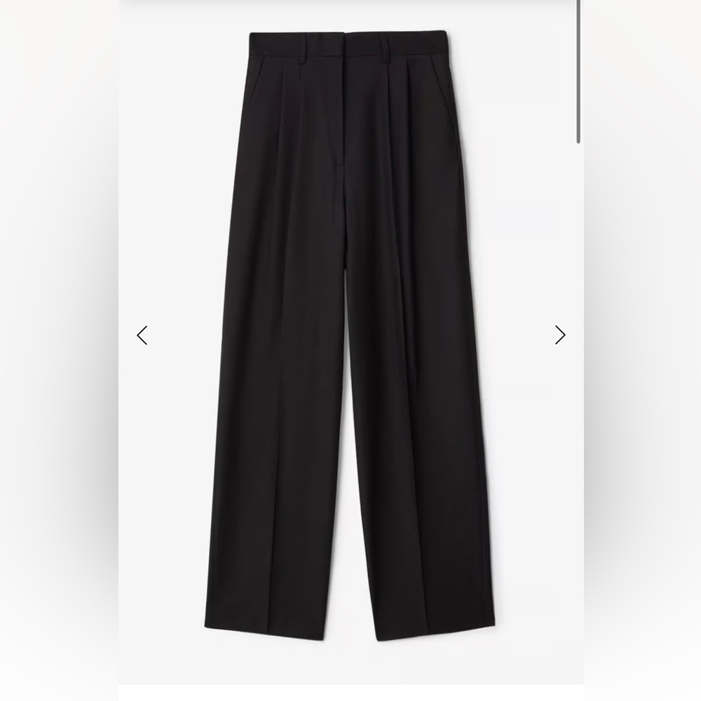 House of Dagmar wide suit trousers black casual pants wool blend pleated 32 XS